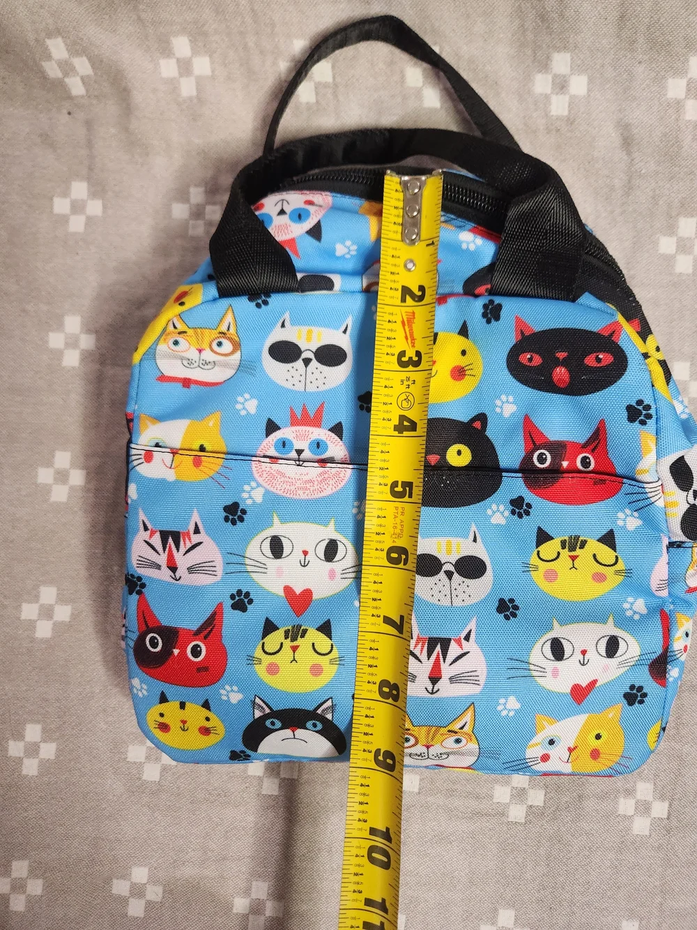 cute blue cat-patterned insulated lunch tote Lunch box
